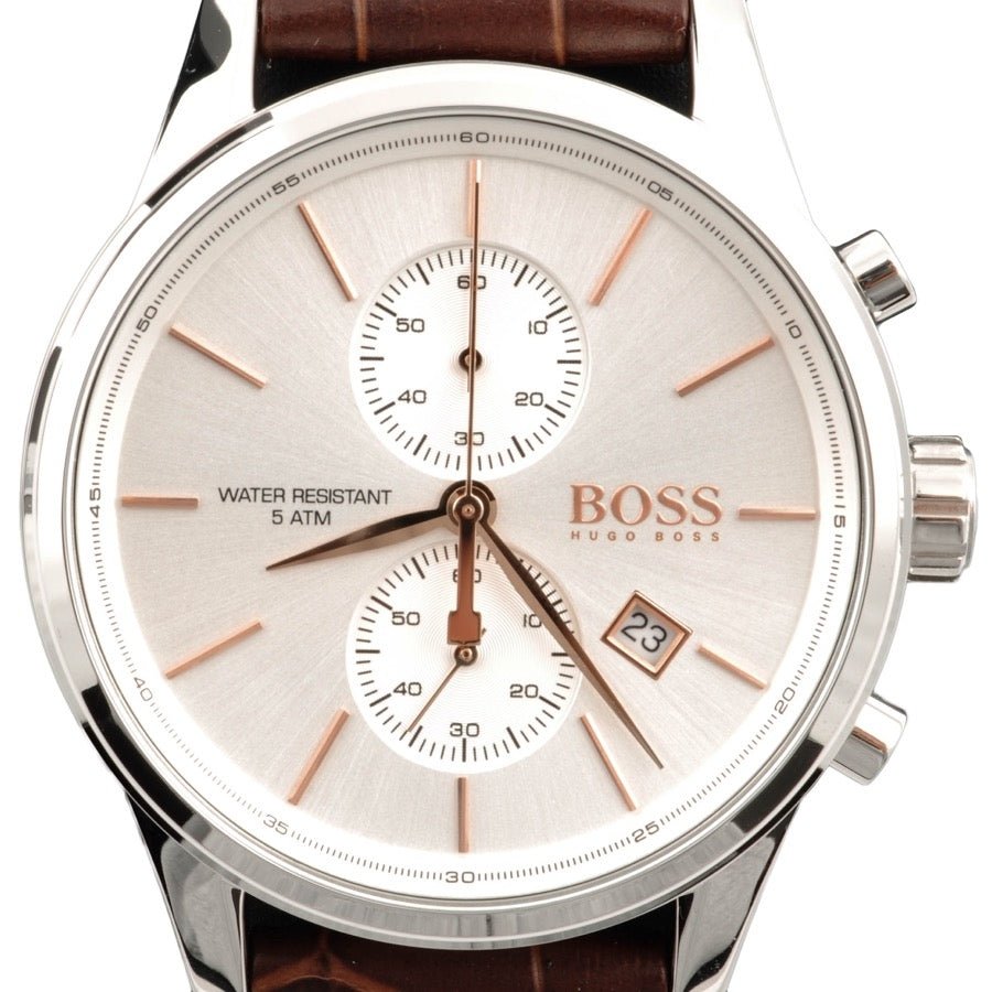 Hugo Boss Jet White Dial Brown Leather Strap Watch for Men - 1513280 Watches Hugo Boss   