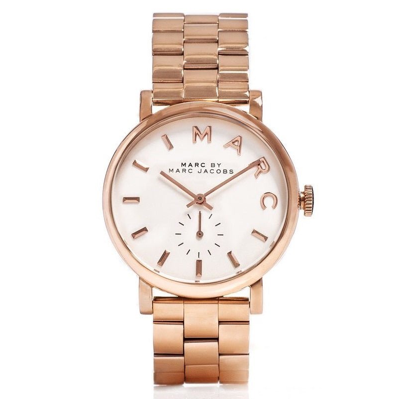 Marc Jacobs Baker White Dial Rose Gold Stainless Steel Strap Watch for Women - MBM3244 Watches Marc Jacobs   