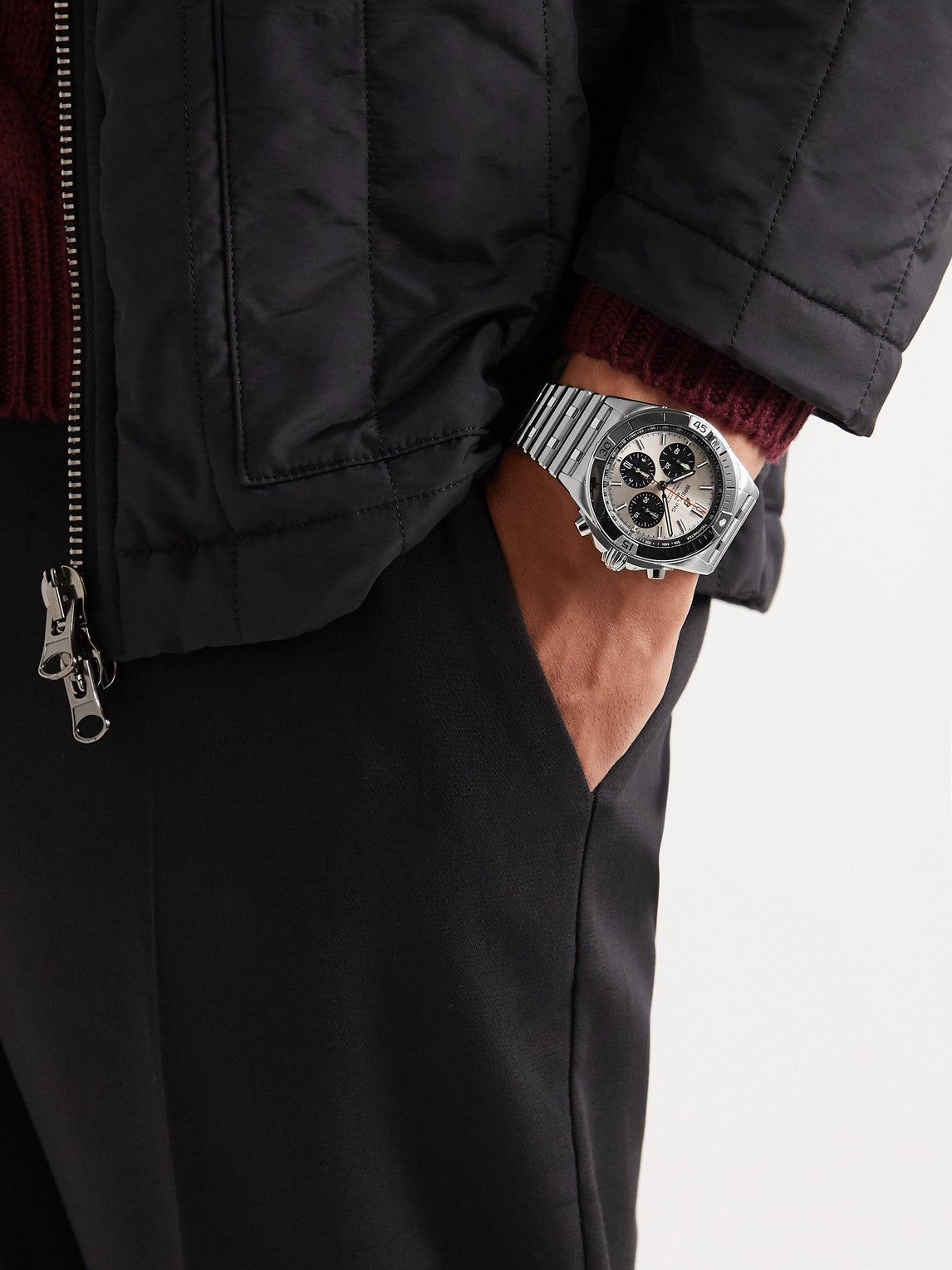 Breitling Chronomat B01 42mm Silver Dial Silver Steel Strap Watch for Men - AB0134101G1A1 Watches Breitling   