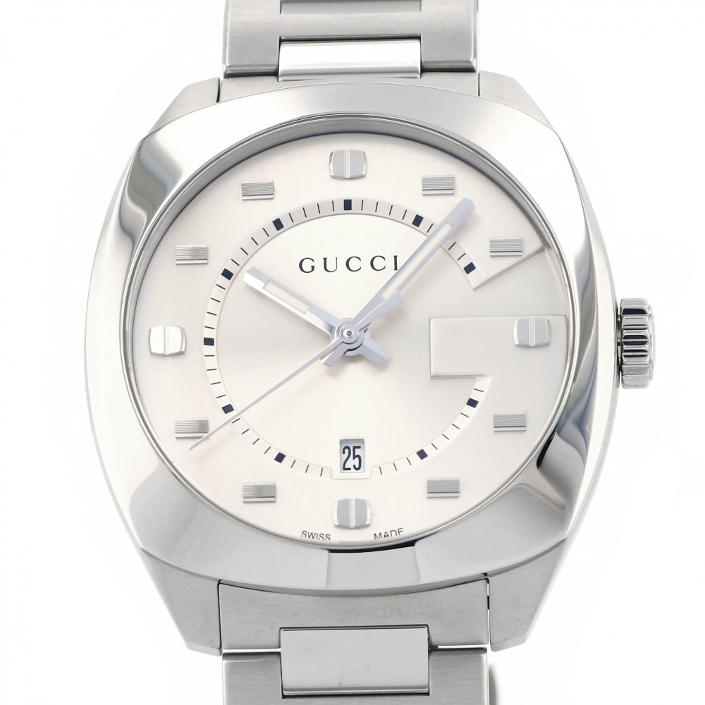 Gucci GG2570 Silver Dial Silver Steel Strap Watch For Men - YA142308 Watches Gucci   