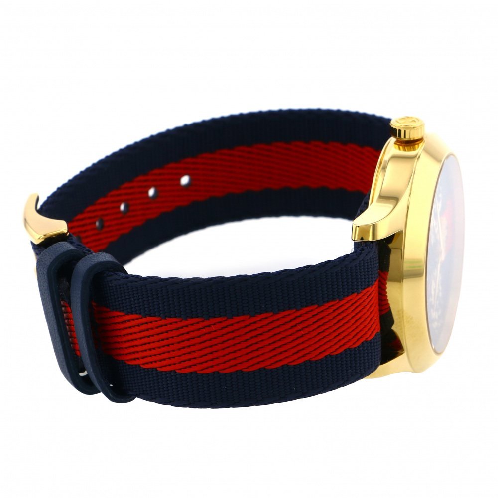 Gucci G Timeless Bee Red & Blue Dial Red Two Tone Nylon Strap Watch For Men - YA1264061 Watches Gucci   