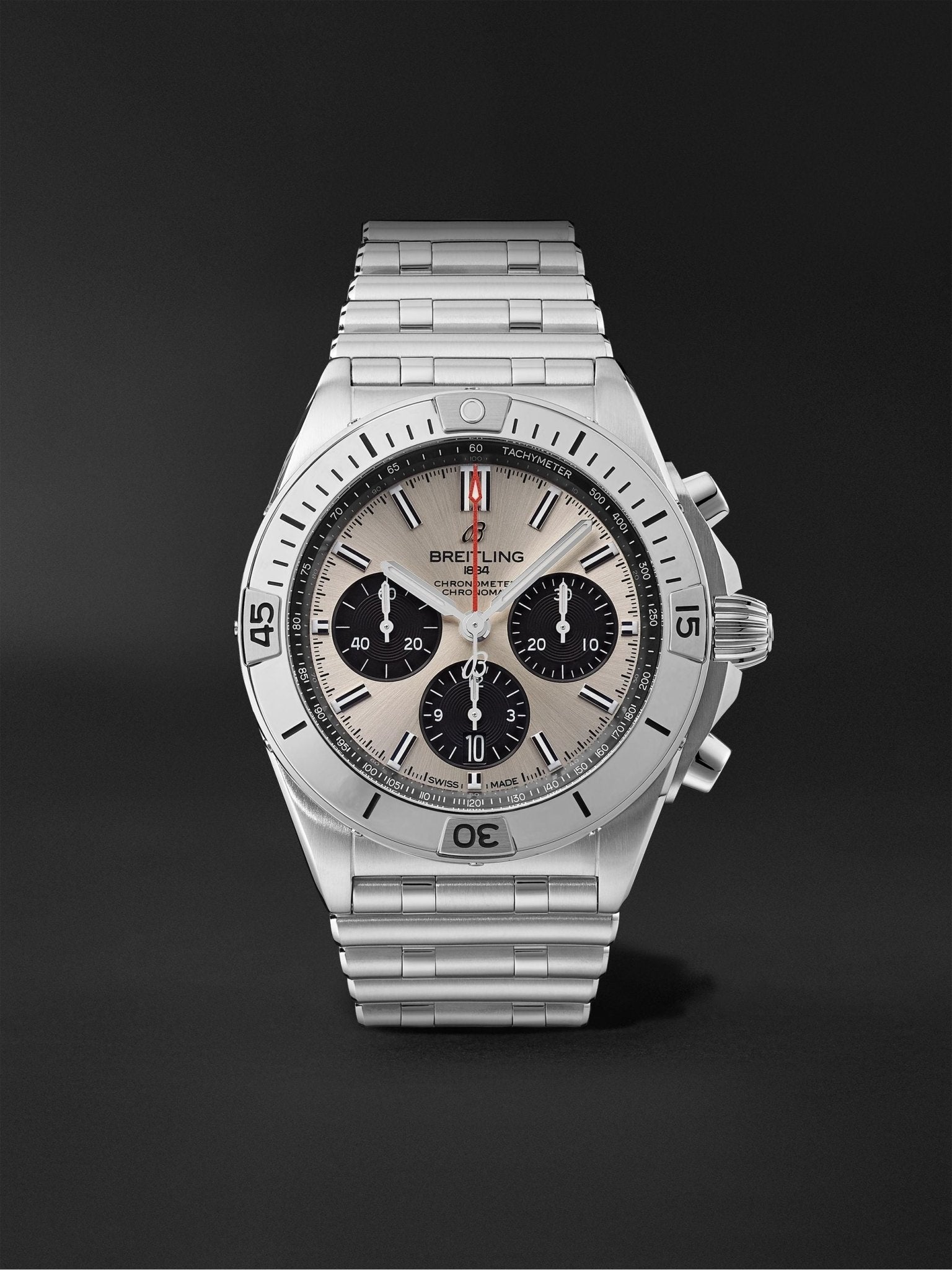 Breitling Chronomat B01 42mm Silver Dial Silver Steel Strap Watch for Men - AB0134101G1A1 Watches Breitling   