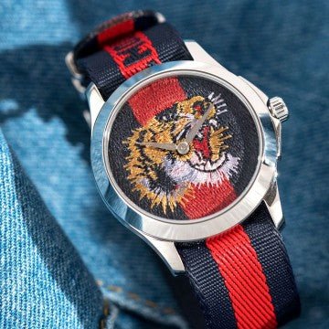 Gucci G Timless Le Marche Des Merveilles Blue & Red Dial Blue & Red Nylon Strap Unisex Watch  - YA126495 Watches Gucci   