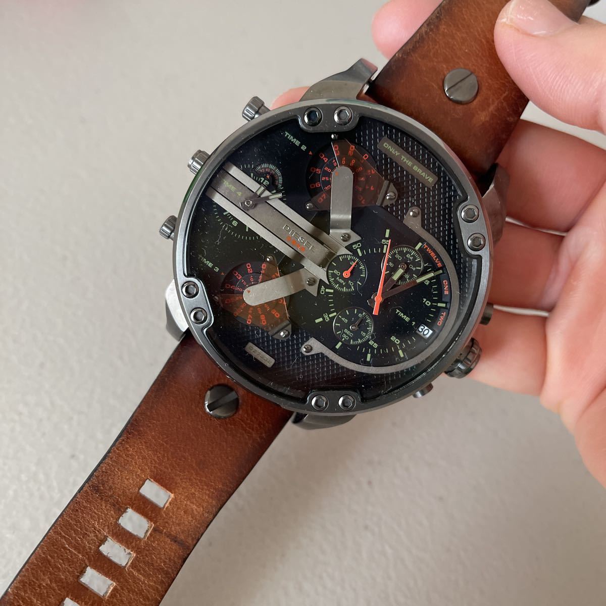 Diesel Mr Daddy 2.0 Black Dial Brown Leather Strap Watch For Men - DZ7332 Watches Diesel   
