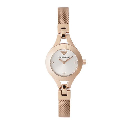 Emporio Armani Chiara Silver Dial Rose Gold Stainless Steel Watch For Women - AR7362 Watches Emporio Armani   