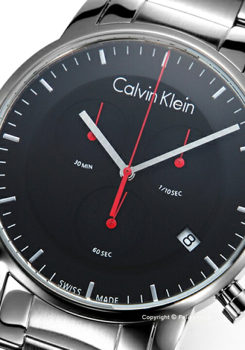 Calvin Klein City Chronograph Black Dial Silver Steel Strap Watch for Men - K2G27141 Watches Calvin Klein   