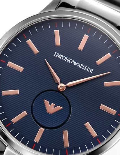 Emporio Armani Renato Blue Dial Silver Stainless Steel Watch For Men - AR11137 Watches Emporio Armani   