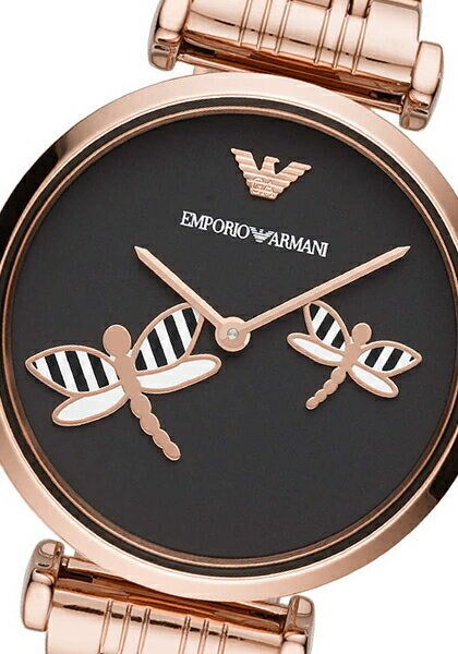 Emporio Armani Gianni T Bar Black DIal Rose Gold Stainless Steel Watch For Women - AR11206 Watches Emporio Armani   