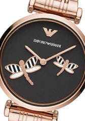 Emporio Armani Gianni T Bar Black DIal Rose Gold Stainless Steel Watch For Women - AR11206 Watches Emporio Armani   