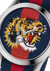 Gucci G Timless Le Marche Des Merveilles Blue & Red Dial Blue & Red Nylon Strap Unisex Watch  - YA126495 Watches Gucci   