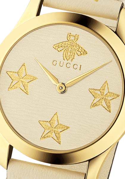 Gucci G Timeless White DIal White Leather Strap Watch For Women - YA1264096 Watches Gucci   