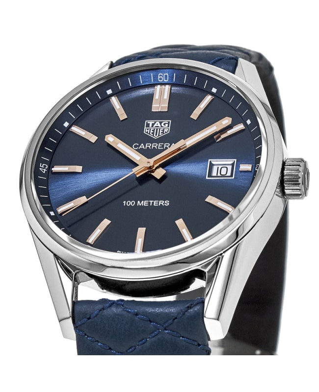 Tag Heuer Carrera Quartz 39mm Blue Dial Blue Calfskin Strap Watch for Women - WAR1112.FC6391 Watches Tag Heuer   