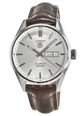 Tag Heuer Carrera Calibre 5 Automatic 41mm White Dial Brown Leather Strap Watch for Men - WAR201B.FC6291 Watches Tag Heuer   