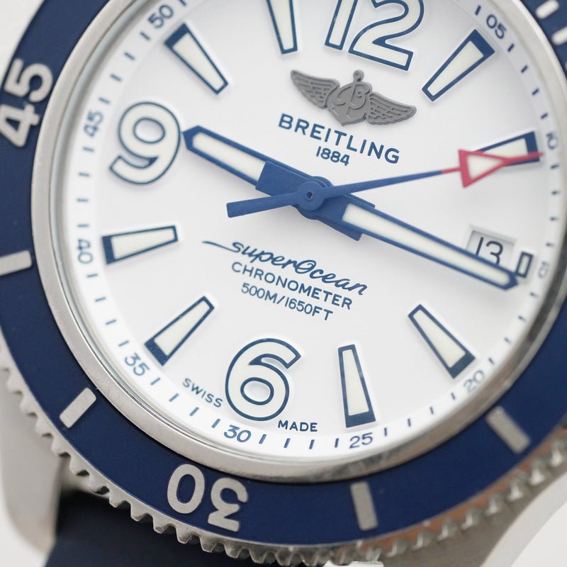 Breitling Superocean II Automatic 42mm White Dial Blue Rubber Strap Watch for Men - A17366D81A1S2 Watches Breitling   