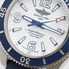Breitling Superocean II Automatic 42mm White Dial Blue Rubber Strap Watch for Men - A17366D81A1S2 Watches Breitling   