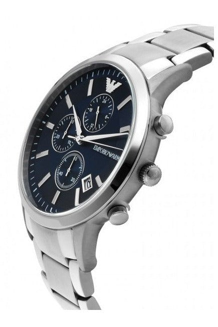 Emporio Armani Renato Chronograph Blue Dial Stainless Steel Strap Watch For Men - AR11164 Watches Emporio Armani   