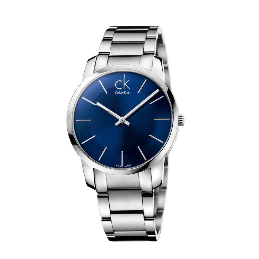 Calvin Klein City Blue Dial Silver Steel Strap Watch for Men - K2G2114N Watches Calvin Klein   