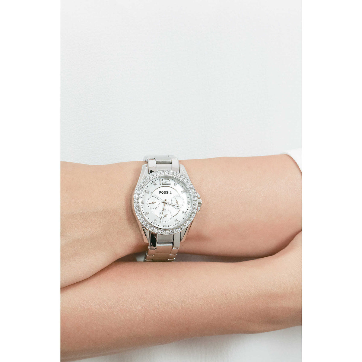 Fossil Riley Multifunction Silver Dial Silver Steel Strap Watch for Women - ES3202 Watches Fossil   