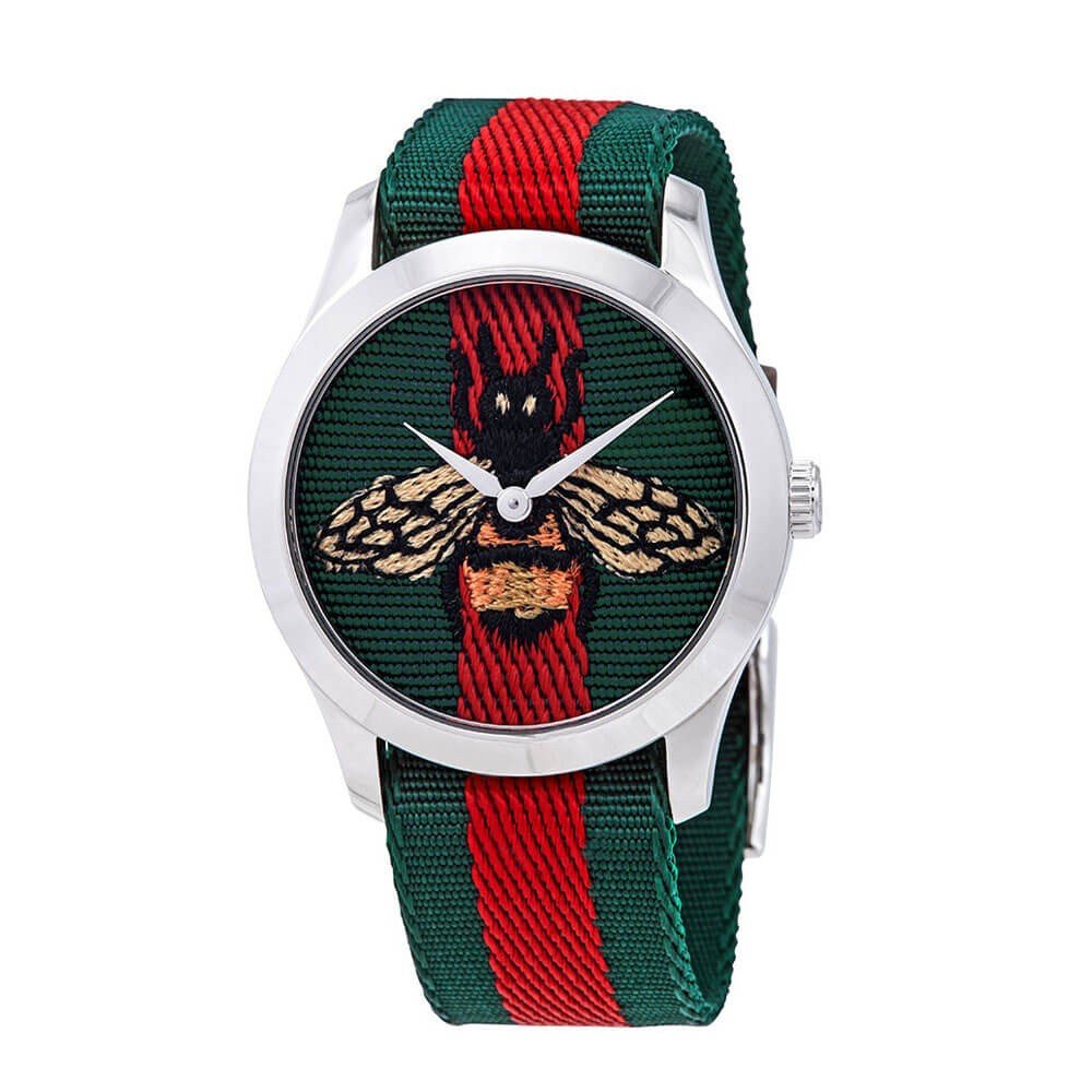 Gucci Le Marche des Merveilles Red & Green Dial Red & Green Nylon Strap Unisex Watch - YA1264060 Watches Gucci   