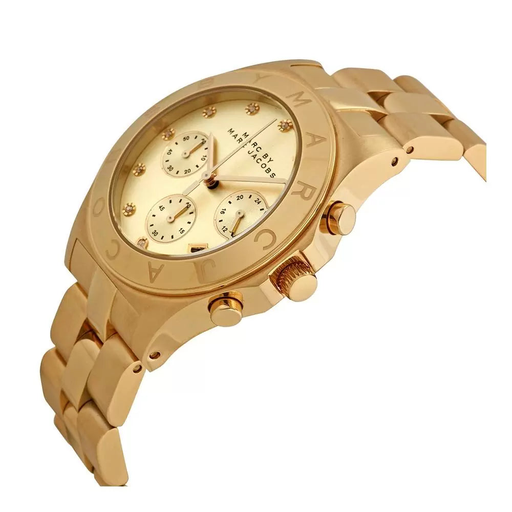 Marc Jacobs Blade Gold Dial Gold Stainless Steel Strap Watch for Women - MBM3101 Watches Marc Jacobs   