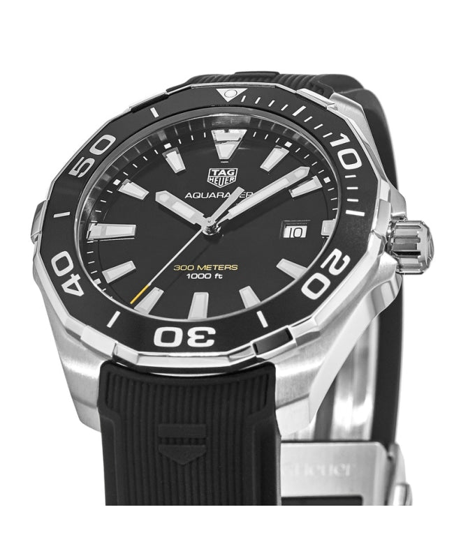 Tag Heuer Aquaracer 40mm Quartz Black Dial Black Rubber Strap Watch for Men -  WAY101A.FT6141 Watches Tag Heuer   