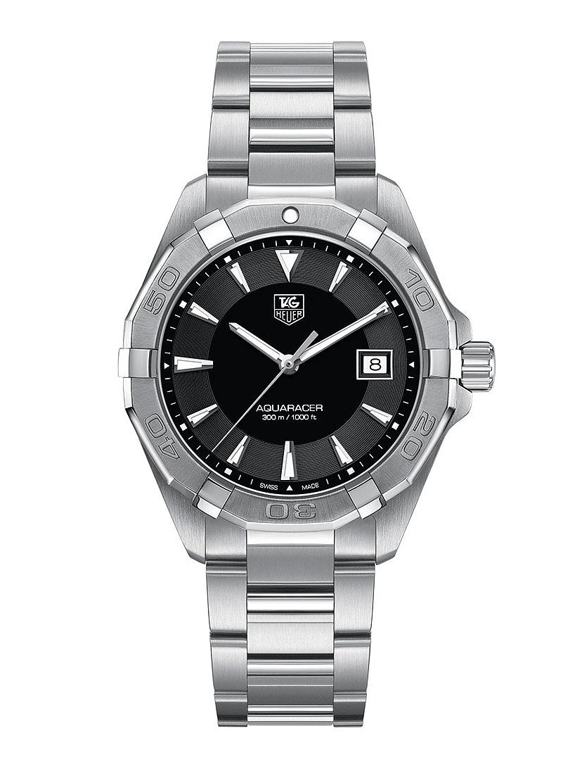 Tag Heuer Aquaracer 41mm Quartz Black Dial Silver Steel Strap Watch for Men - WAY1110.BA0928 Watches Tag Heuer   