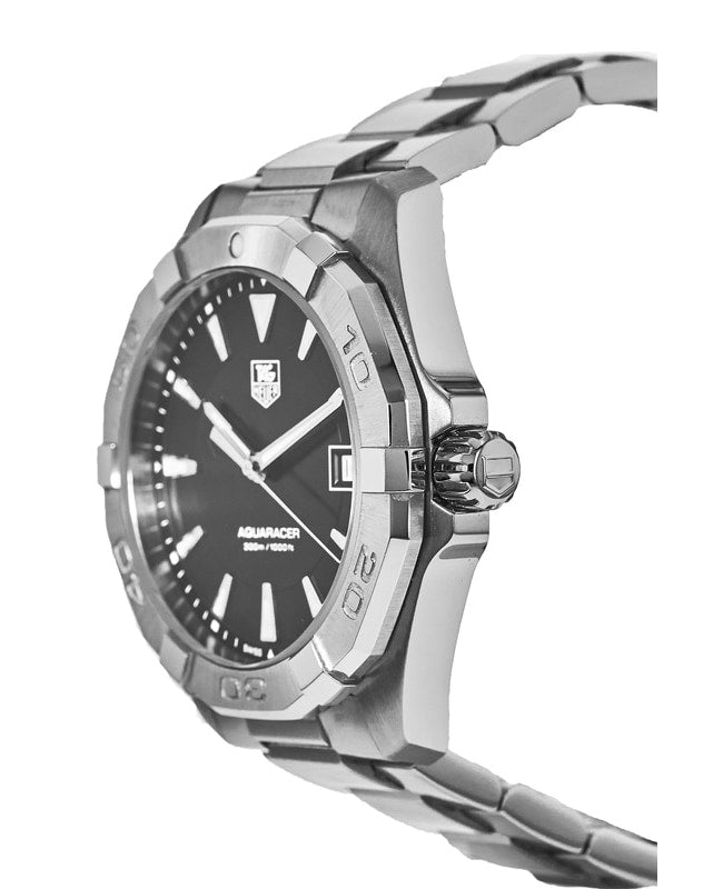 Tag Heuer Aquaracer 41mm Quartz Black Dial Silver Steel Strap Watch for Men - WAY1110.BA0928 Watches Tag Heuer   