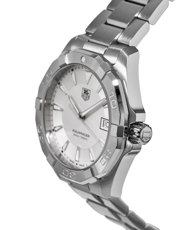 Tag Heuer Aquaracer 41mm Quartz White Dial Silver Steel Strap Watch for Men - WAY1111.BA0928 Watches Tag Heuer   