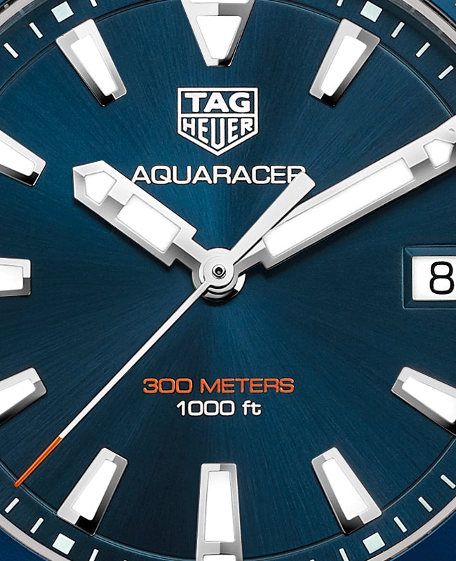 Tag Heuer Aquaracer 41mm Blue Dial Blue Rubber Strap Watch for Men - WAY111C.FT6155 Watches Tag Heuer   