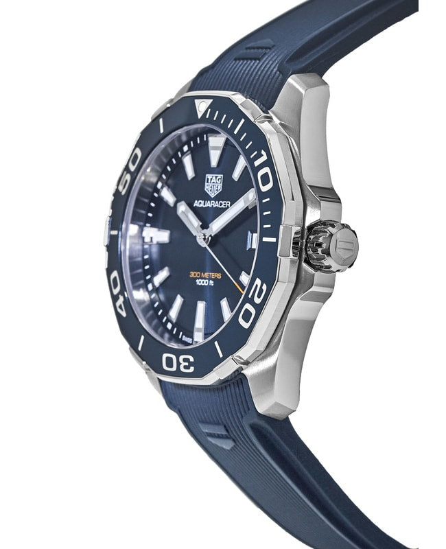 Tag Heuer Aquaracer 41mm Blue Dial Blue Rubber Strap Watch for Men - WAY111C.FT6155 Watches Tag Heuer   