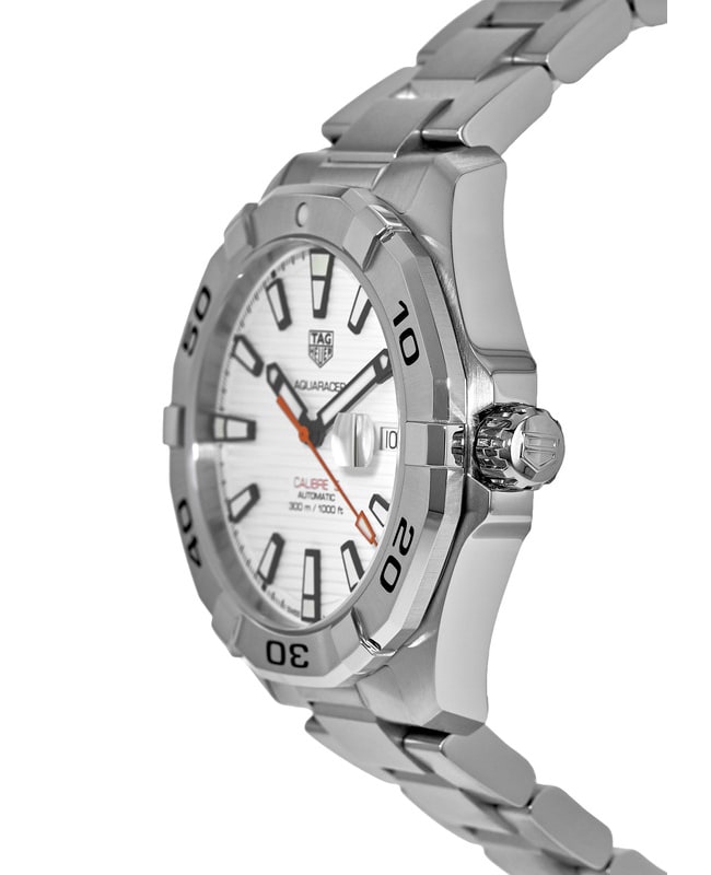 Tag Heuer Aquaracer Calibre 5 Automatic White Dial Silver Steel Strap Watch for Men - WAY2013.BA0927 Watches Tag Heuer   