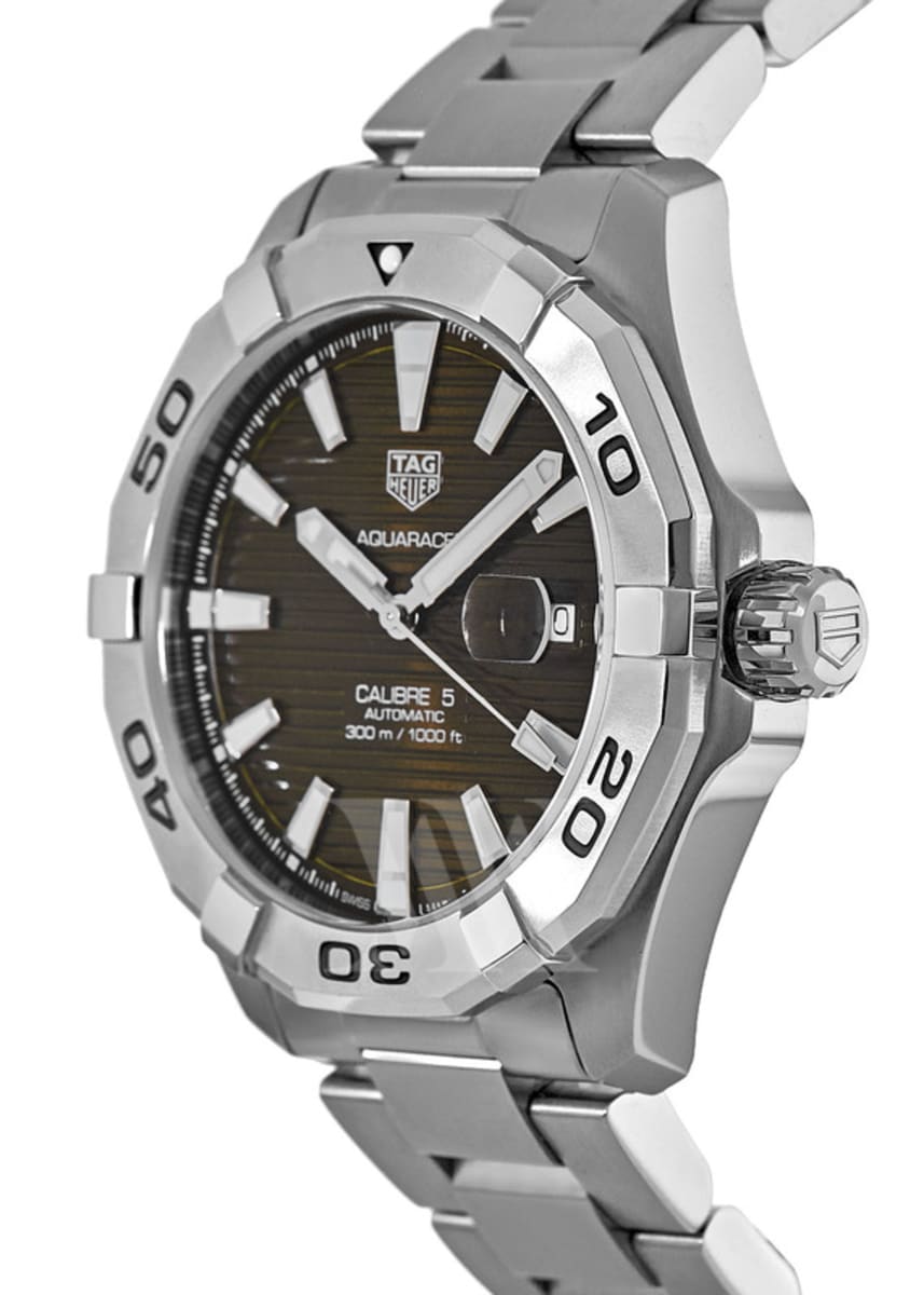 Tag Heuer Aquaracer Calibre 5 Automatic Brown Sunray Dial Silver Steel Strap Watch for Men - WAY2018.BA0927 Watches Tag Heuer   