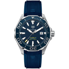 Tag Heuer Aquaracer Calibre 5 Automatic Blue Dial Blue Rubber Strap Watch for Men - WAY201B.FT6150 Watches Tag Heuer   