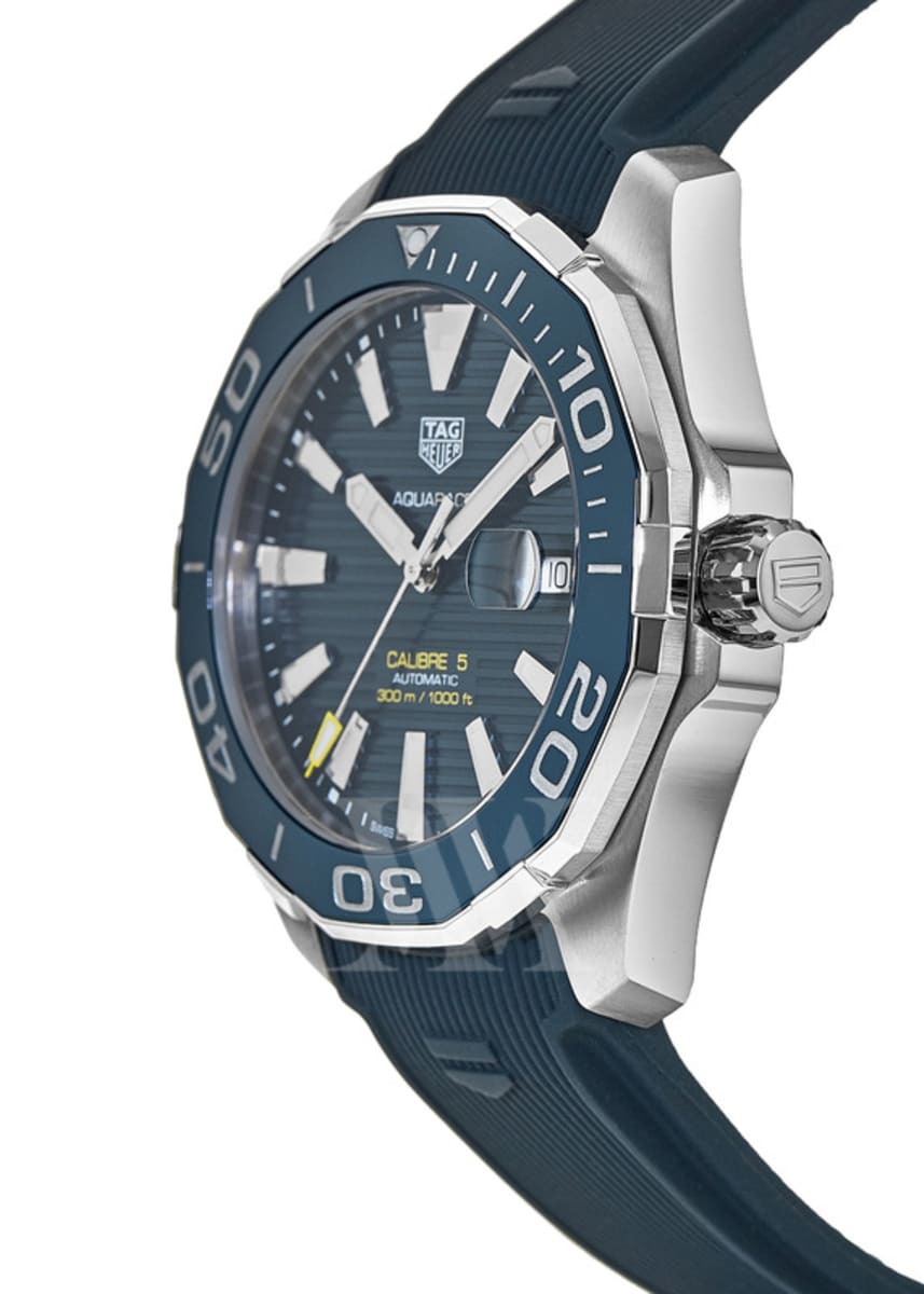 Tag Heuer Aquaracer Calibre 5 Automatic Blue Dial Blue Rubber Strap Watch for Men - WAY201B.FT6150 Watches Tag Heuer   