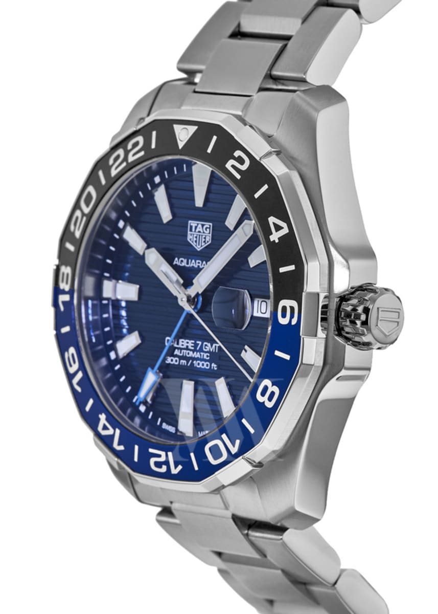 Tag Heuer Aquaracer GMT Calibre 6 Automatic Blue Dial Silver Steel Strap Watch for Men - WAY201T.BA0927 Watches Tag Heuer   