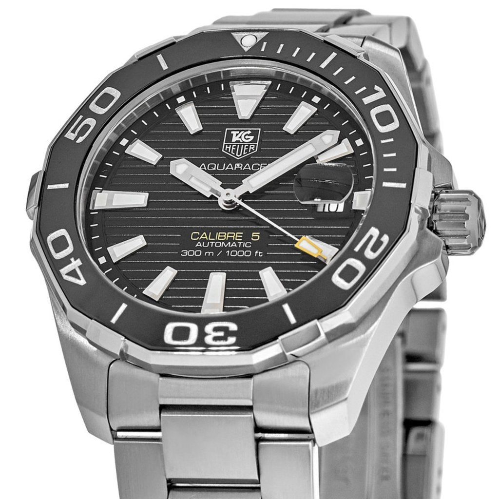 Tag Heuer Aquaracer Automatic 41mm Black Dial Silver Steel Strap Watch for Men - WAY211A.BA0928 Watches Tag Heuer   