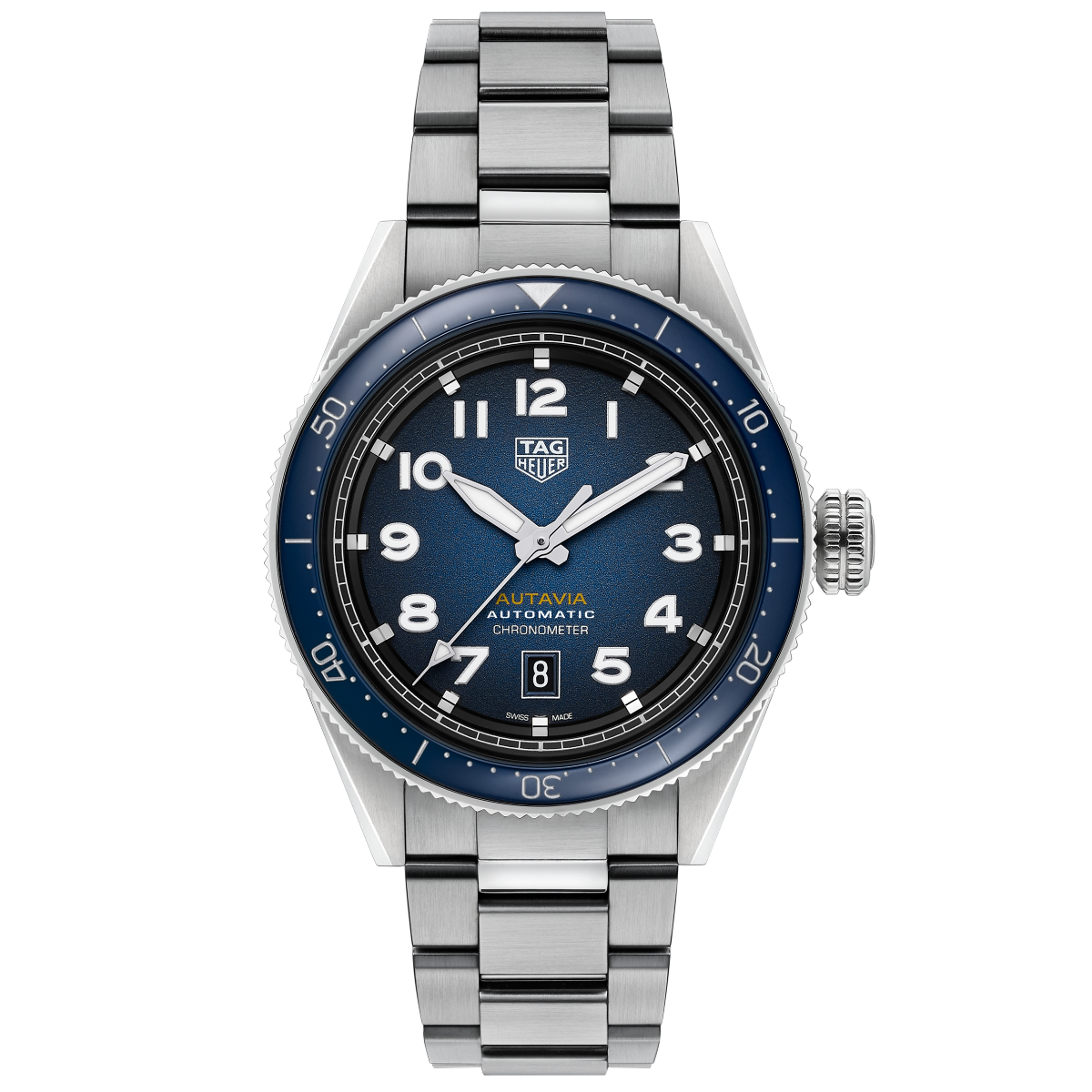 Tag Heuer Autavia Automatic 42mm Blue Dial Silver Steel Strap Watch for Men - WBE5116.EB0173 Watches Tag Heuer   