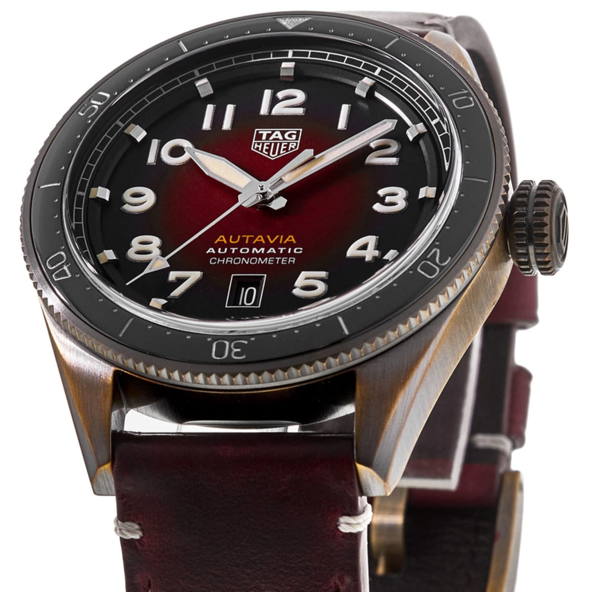 Tag Heuer Autavia Calibre 5 Chinese New Year Maroon Dial Maroon Leather Strap Watch for Men - WBE5193.FC8300 Watches Tag Heuer   