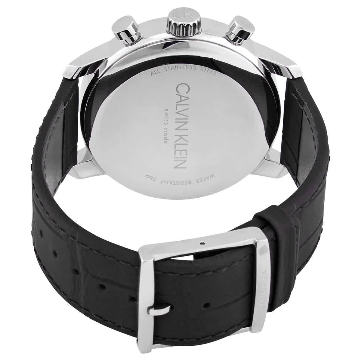 Calvin Klein City Chronograph Black Dial Black Leather Strap Watch for Men - K2G271C3 Watches Calvin Klein   