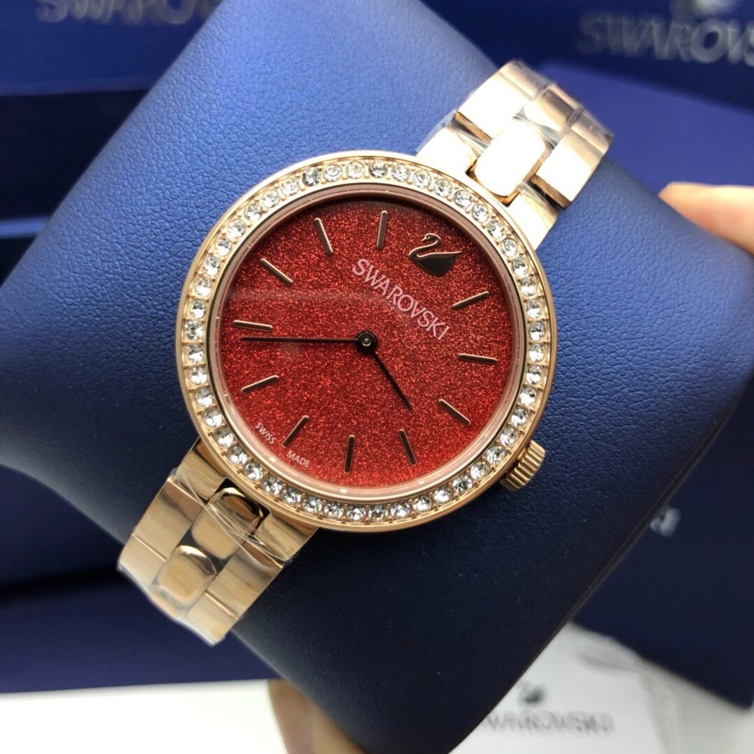 Swarovski Daytime Quartz Coral Dial Rose Gold Steel Strap Watch for Women - 5182250 Watches Swarovski   