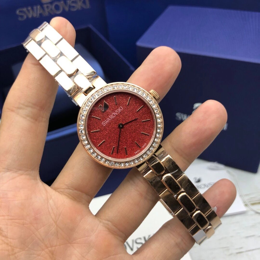 Swarovski Daytime Quartz Coral Dial Rose Gold Steel Strap Watch for Women - 5182250 Watches Swarovski   
