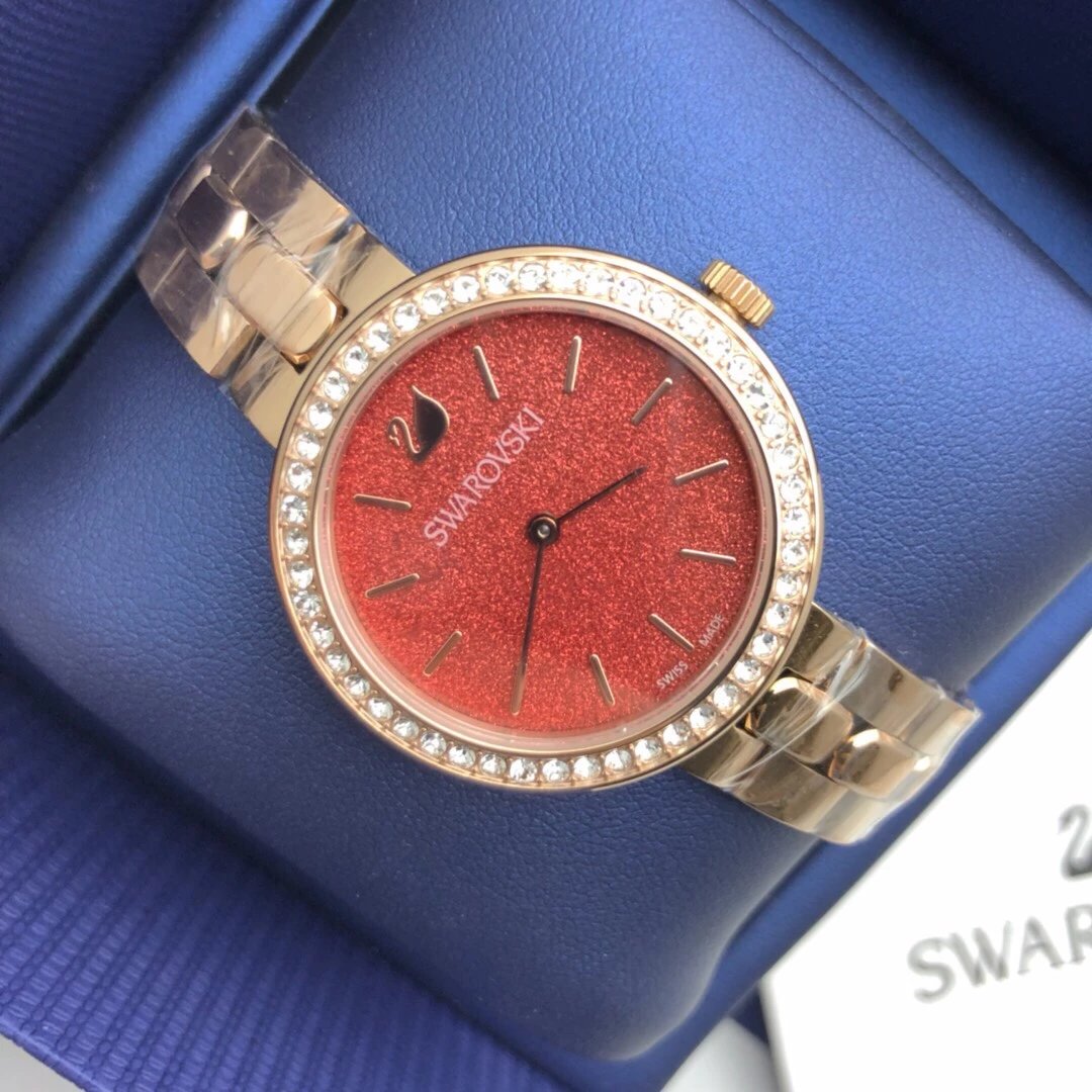 Swarovski Daytime Quartz Coral Dial Rose Gold Steel Strap Watch for Women - 5182250 Watches Swarovski   