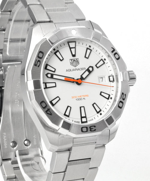 Tag Heuer Aquaracer Quartz 41mm White Dial Silver Steel Strap Watch for Men - WBD1111.BA0928 Watches Tag Heuer   