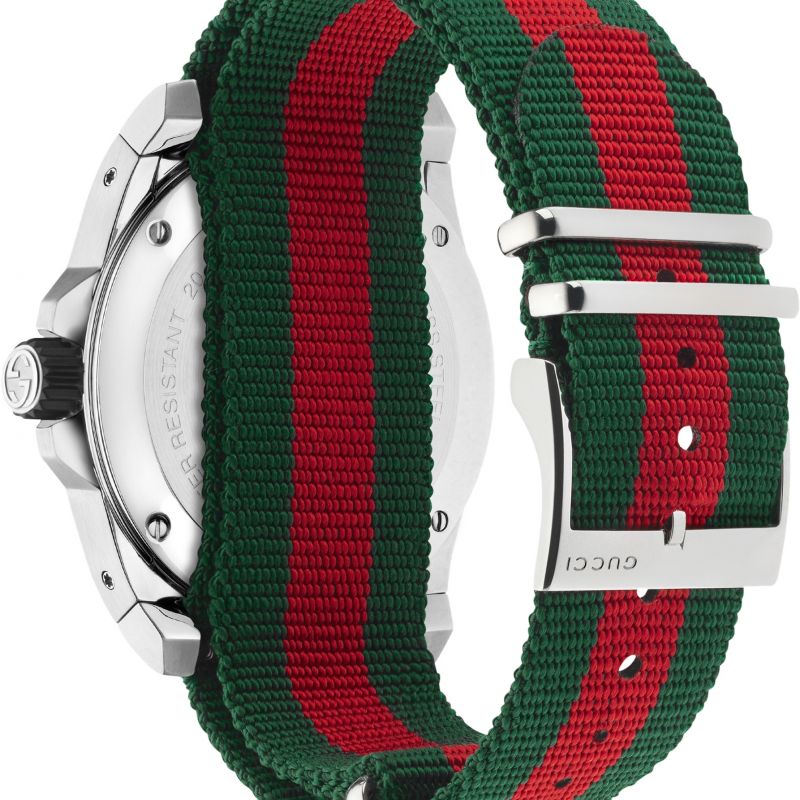 Gucci Dive Black Dial Red & Green Nylon Strap Watch For Men - YA136209 Watches Gucci   