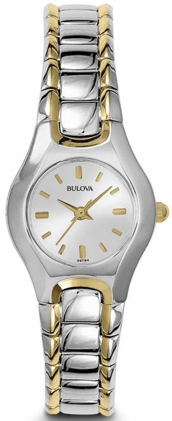 Bulova Classic White Dial Two Tone Steel Strap Watch for Women - 98T84 Watches Bulova   