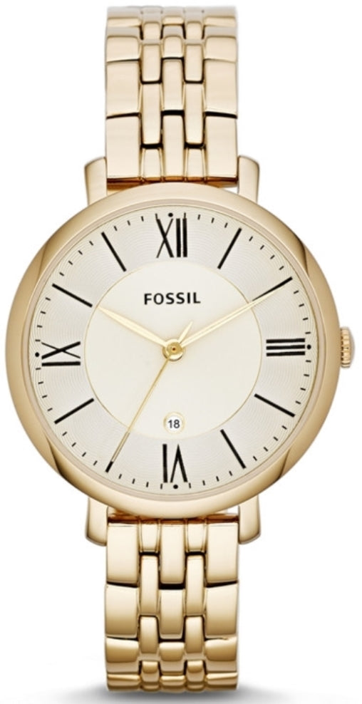 Fossil Jacqueline White Dial Gold Steel Strap Watch for Women - ES3434 Watches Fossil   