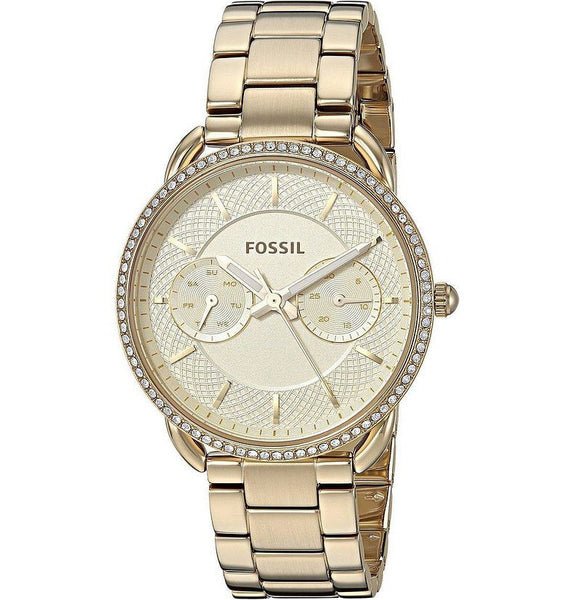 Fossil Tailor Gold Dial Gold Stainless Steel Strap Watch for Women - ES4263 Watches Fossil   