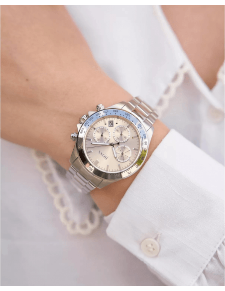Hugo Boss Novia Pink Dial Silver Steel Strap Watch for Women - 1502615 Watches Hugo Boss   
