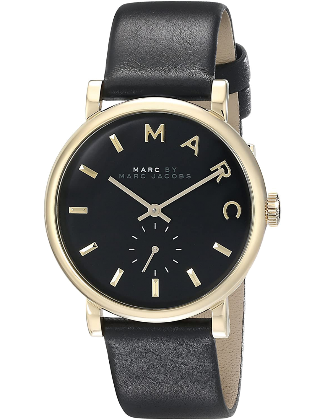 Marc Jacobs Baker Black Dial Black Leather Strap Watch for Women - MBM1269 Watches Marc Jacobs   