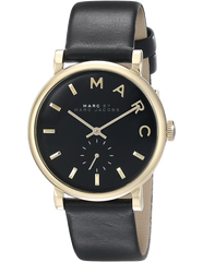 Marc Jacobs Baker Black Dial Black Leather Strap Watch for Women - MBM1269 Watches Marc Jacobs   